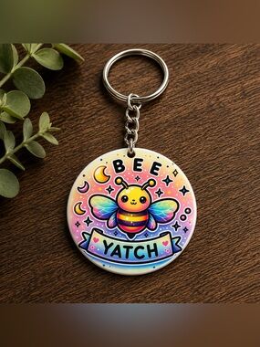 Bee Yatch Funny Keychain
